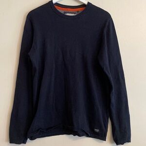 Jack & Jones PRODUKT Crewneck Textured Knit Pullover Sweater in Navy Blue